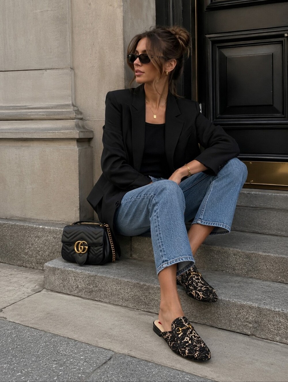 Gucci Princetown Black Lace Mules